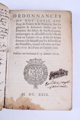 [DROIT] [CODE MICHAU] ORDONNANCES du Roy Louis XIII …