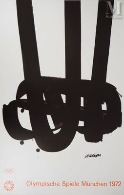 une affiche en noir et blanc sur laquelle figure l'image d'une paire de skis