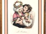 a painting of a woman holding a baby and a child