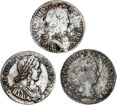 trois pièces romaines en argent, dont l'une représente un buste et l'autre un buste
