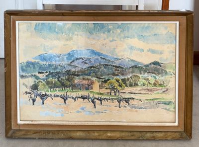 FACHON (XXe siècle) - paysage montagneux avec des vignes en …