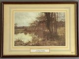 an image of a painting of a river with trees in the background