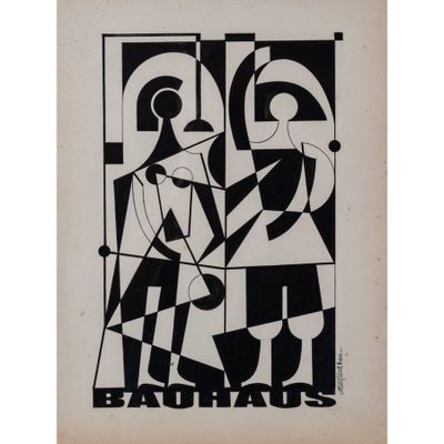 Deux figures [Bauhaus] Tempera et encre sur papier [Dans le …