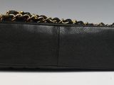 chanel black leather clutch bag with gold chain