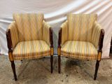 pair of upholstered chairs with striped upholstered upholstered upholstered upholstered upholstered upholstered upholstered upholstered