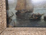 a picture of a painting of a boat in the water