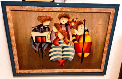 J. ROY BAL « Les Musiciens » Huile sur toile 93X63cm