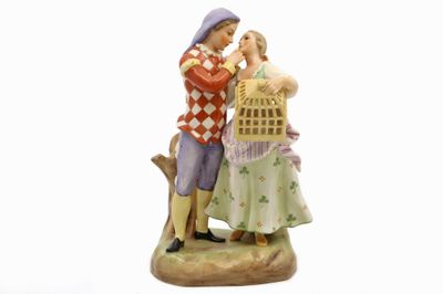 CAPODIMONTE Statuette en porcelaine émaillée polychrome repr…