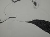 a black and white drawing of a woman ' s face on a piece of paper