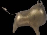 sculpture of a bull on a black background with a black background