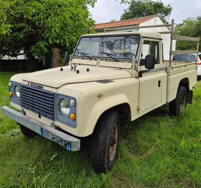 un camion garé dans l'herbe près d'un arbre