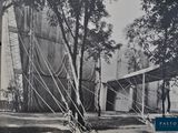 a picture of a black and white photo of a building