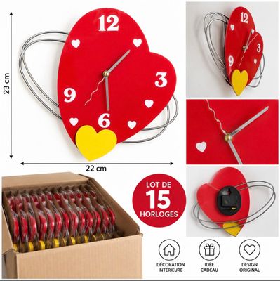 une image représentant une horloge composée de cœurs rouges et jaunes