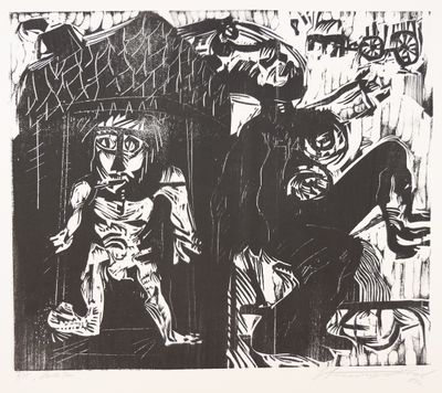 une image représentant un dessin en noir et blanc d'un homme et d'un enfant
