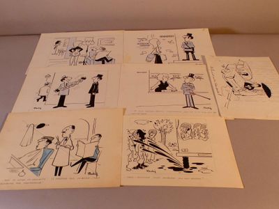 plusieurs dessins représentant des personnes dans différentes poses, posés sur une table