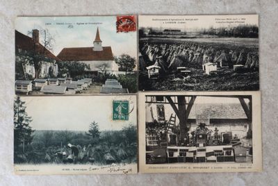 trois anciennes cartes postales représentant une église et une église avec un clocher