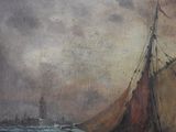 a painting of a sailboat on the water