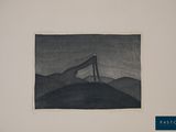 une image représentant un dessin en noir et blanc d'un bateau sur une colline