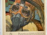 an old advertisement for a gas mask with a gas mask on it