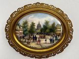 une image représentant un tableau montrant des personnes sur une place de ville