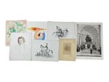 many drawings of people and animals on the pages