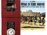 deux livres sur fond blanc, avec une horloge et une photo de personnes dans un village