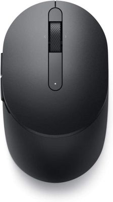 the mouse is black and has a black button on it