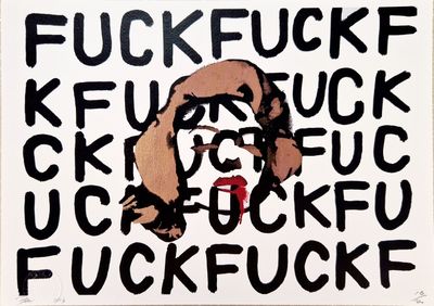 un dessin représentant un chien sur lequel sont écrits des mots
