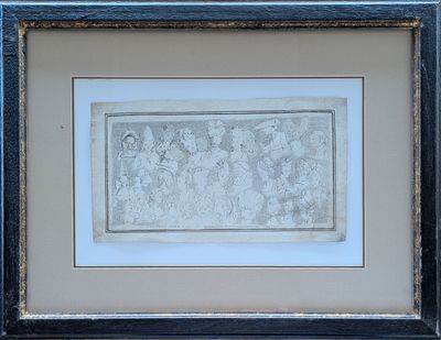an old picture of a picture of a group of people in a frame