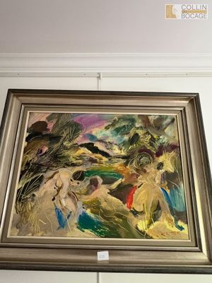 Ludovic Klimek (1912-1992), nu dans un paysage, huile sur to…