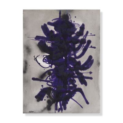 une image représentant une peinture de couleur violette sur fond blanc