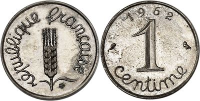 a close up of a one cent coin on a white background