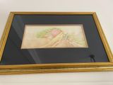 framed picture of a painting of a basket of vegetables on a table