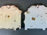 two pieces of white ceramic with a hole in the middle