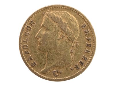 Pièce de 20 francs or Napoléon III tête laurée, 1809. Petite… - Photo 1
