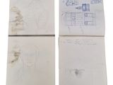 two drawings of a woman ' s face and a drawing of a man ' s face