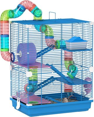 une photo d'une cage à hamster dans laquelle se trouve un chat