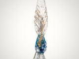 an image of a glass sculpture of a bird on a pedestal
