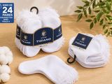 lot de 4 paires de chaussettes en coton blanc avec une étiquette noire et blanche