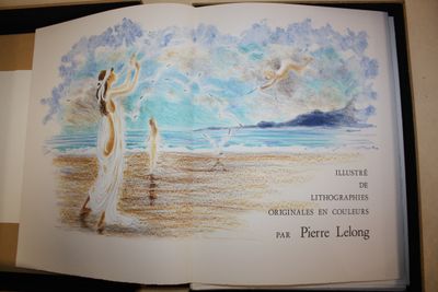 a picture of an open book with a picture of a woman on the beach