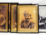 three framed photographs of a man and a woman in traditional clothing
