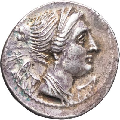 a close up of a coin with a woman ' s face on it