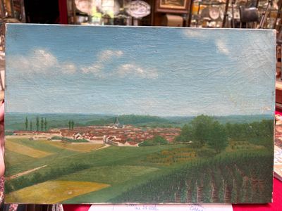 Ecole française du XX7me siècle, Vue de village, Huile sur t…