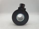 an image of a close up of a black object on a white surface