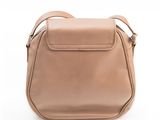 tan leather cross body bag on a white background