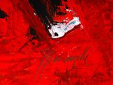 painting of a red and black abstract painting with the word ' married ' in cursive writing