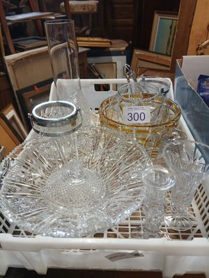 a tray with a lot of glass items on it