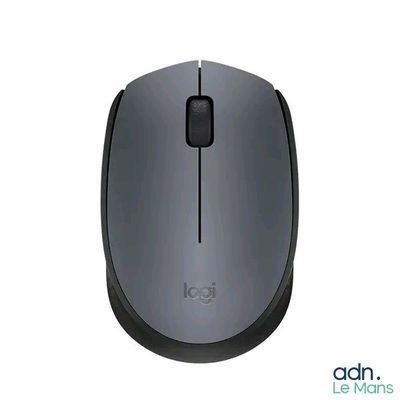 Souris sans fil Logite avec un bouton noir sur fond blanc
