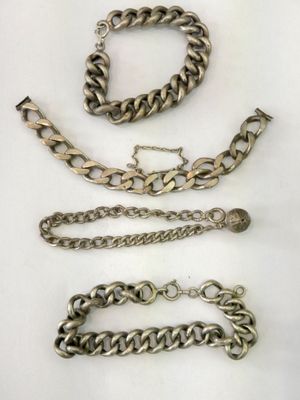 4 Bracelets en argent dont 1 de montre, poids 86,1g