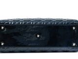 chanel black quilted patent leather wallet purse with studs